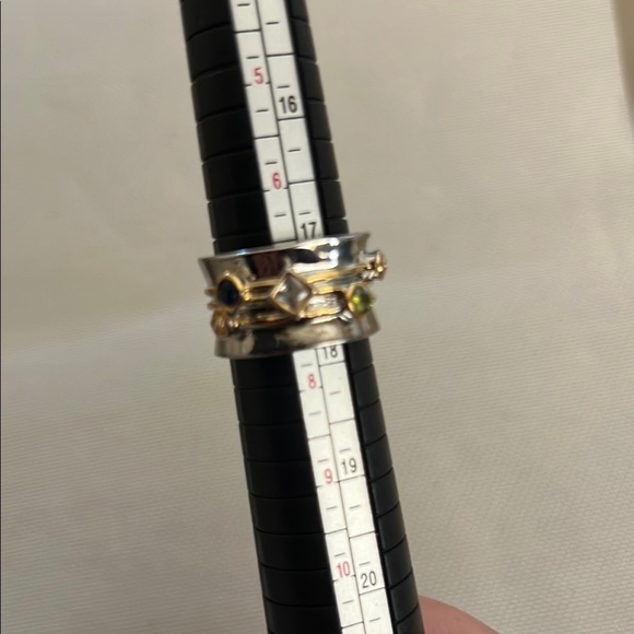 Chic Silver and Gold Gemstone Ring 925 🆕 - Picture 3 of 5
